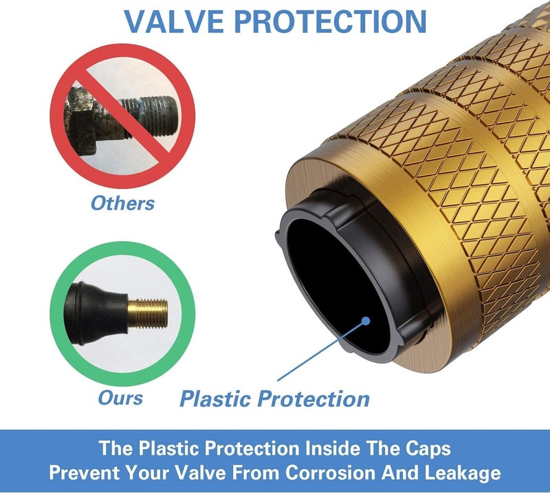 CKAuto Tire Valve Stem Caps, Yellow, 10 pcs/Pack, Anodized Aluminum Tire Cap Set, Corrosion Resistant, Universal Stem Covers for Cars Trucks Motorcycles SUVs and Bikes - Image 3